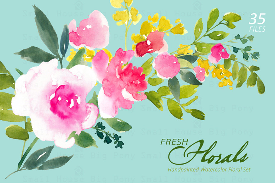 Fresh Florals - Watercolor Floral S in Illustrations - product preview 8