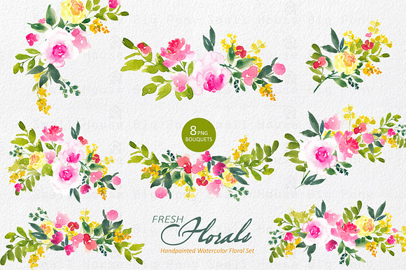 Fresh Florals - Watercolor Floral S in Illustrations - product preview 1