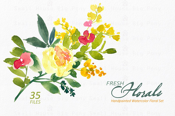 Fresh Florals - Watercolor Floral S in Illustrations - product preview 2