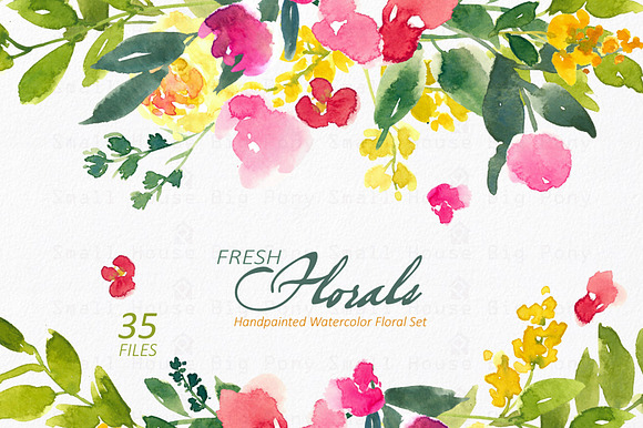 Fresh Florals - Watercolor Floral S in Illustrations - product preview 3
