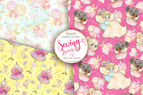 Sewing lovers seamless patterns in Patterns - product preview 3