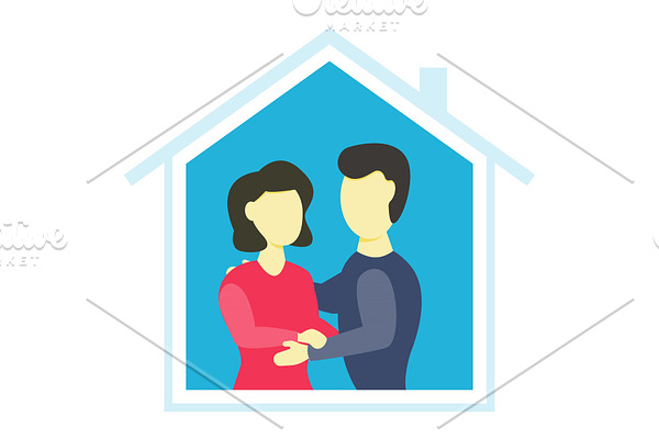 Stay at home together flat design