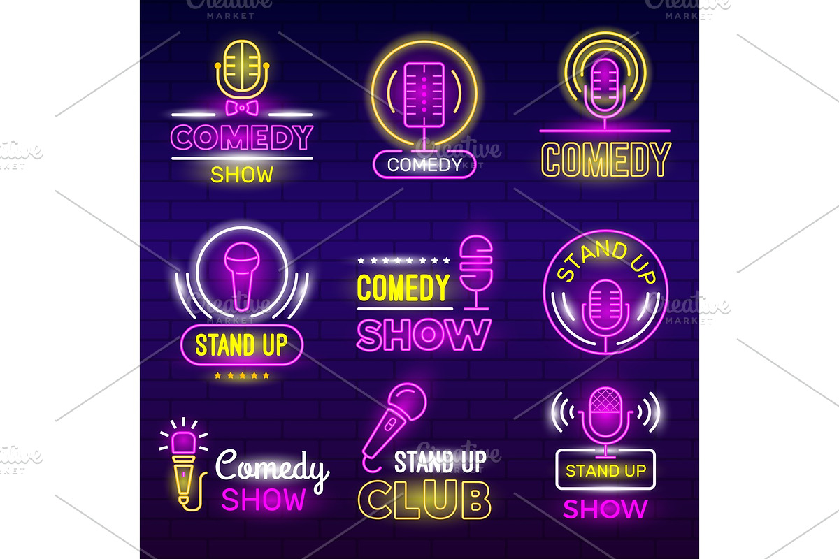 Standup show. Retro microphone in Graphics - product preview 8