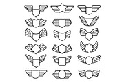 Wings shields. Air army emblems or
