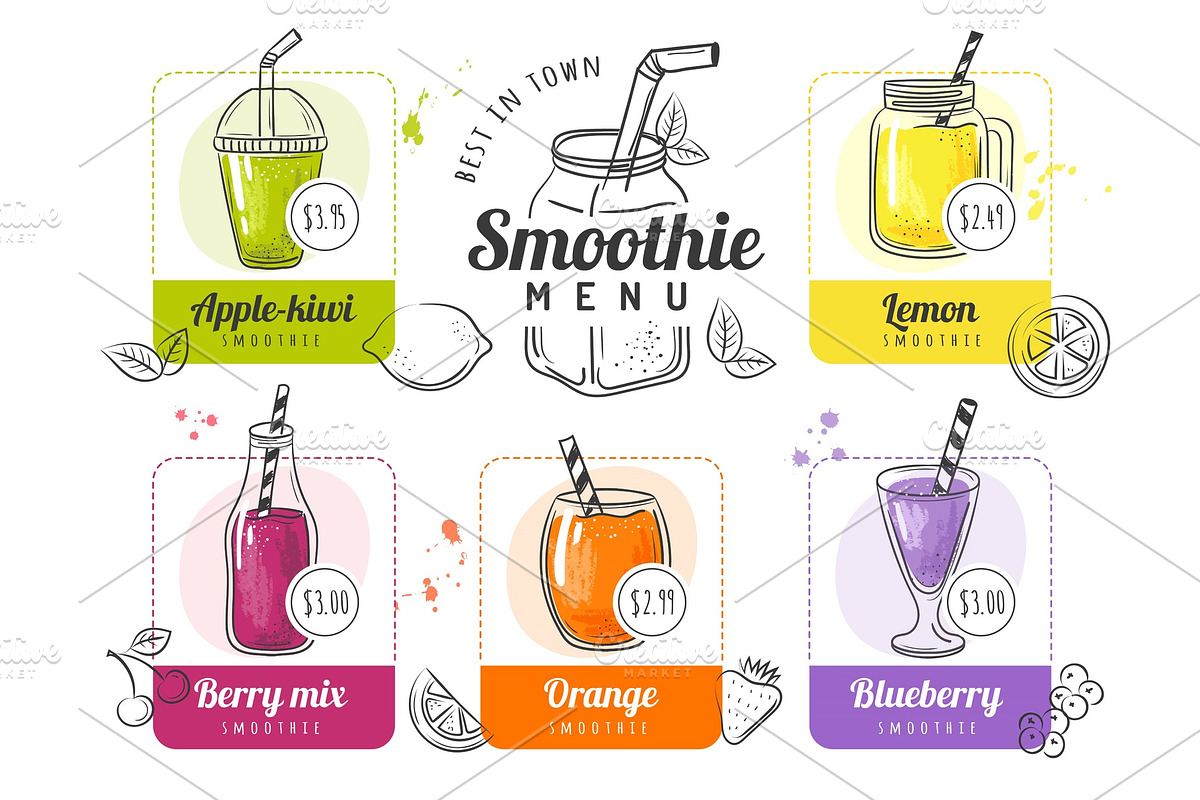 Smoothie menu. Summer cocktails in Graphics - product preview 8