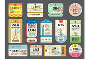 Baggage retro tags. Traveling old