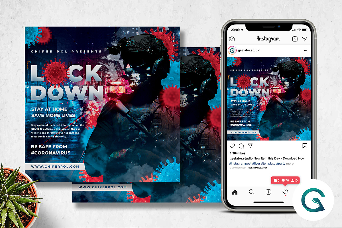 Lockdown warning flyer template in Flyer Templates - product preview 8
