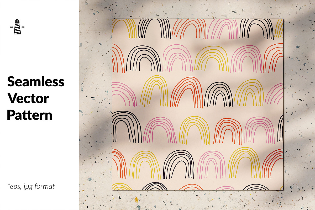 Bohemian rainbows seamless pattern in Patterns - product preview 8