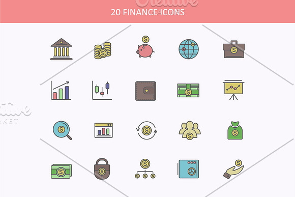 Set of thin lines financial icons in Graphics - product preview 1