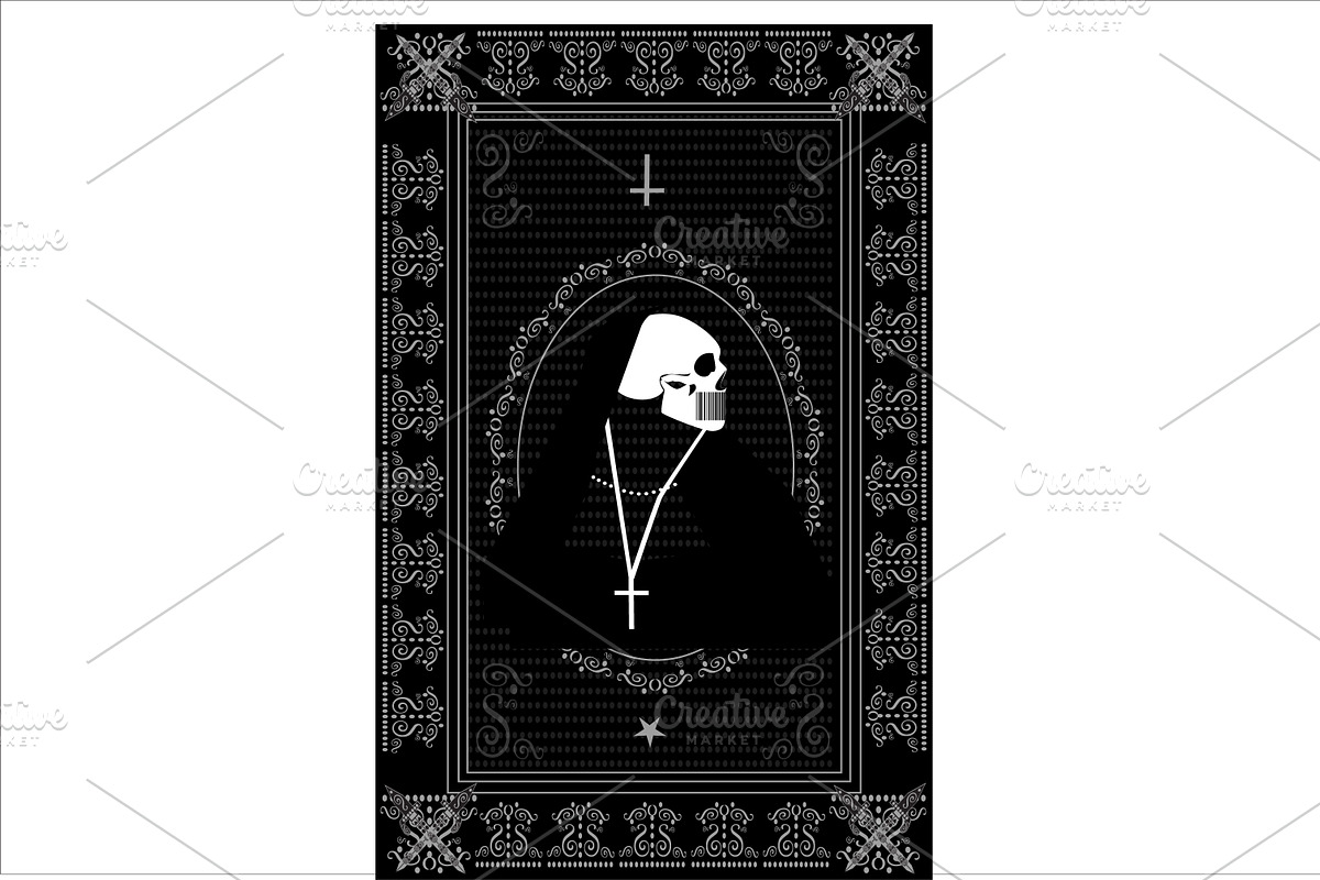 Death card with skull head in priest in Graphics - product preview 8