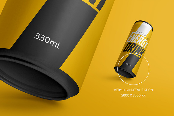 330ml Energy Drink Can Mockup Set in Product Mockups - product preview 2