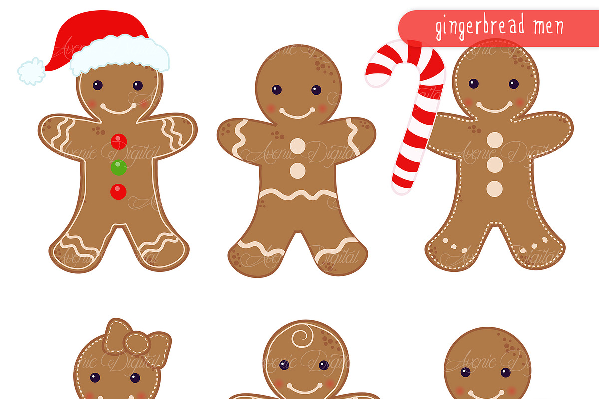 Gingerbread men Clipart and Vectors in Illustrations - product preview 8