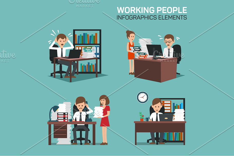 Working People Infographic Elements
