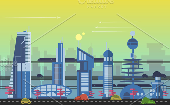 24 cities of the future in Illustrations - product preview 1