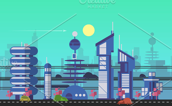 24 cities of the future in Illustrations - product preview 2