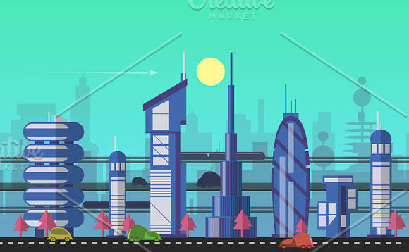 24 cities of the future in Illustrations - product preview 3