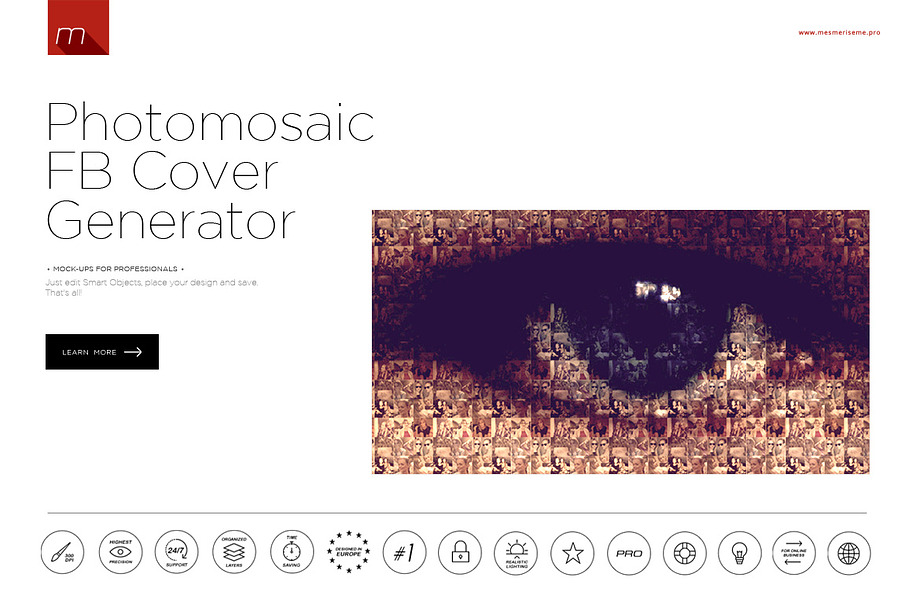 Photomosaic Facebook Cover Generator in Print Mockups - product preview 8