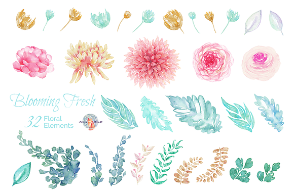 Blooming Fresh Watercolor Clipart in Illustrations - product preview 2