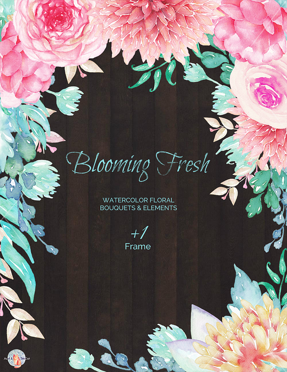 Blooming Fresh Watercolor Clipart in Illustrations - product preview 3