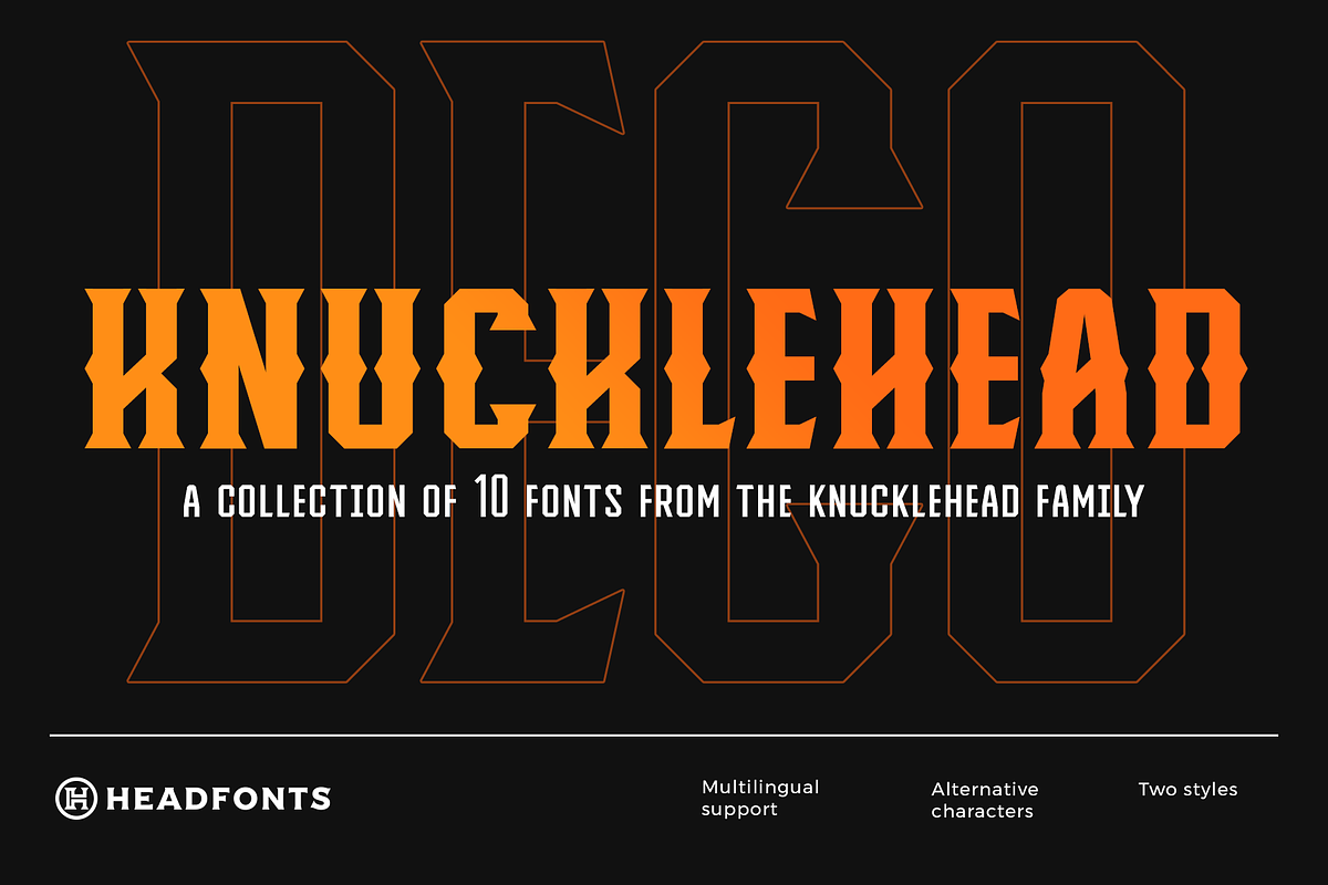 Knucklehead Deco | Vintage Font in Serif Fonts - product preview 8