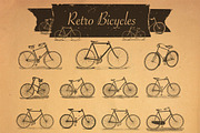 37 Retro Bicycles Raster and Vector