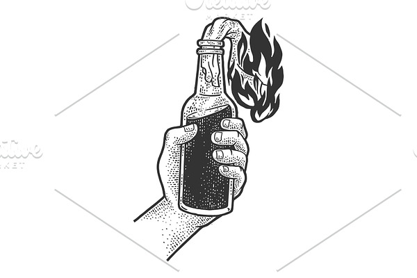 Molotov cocktail sketch vector