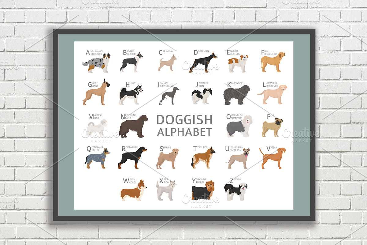 Doggish alphabet posters in Illustrations - product preview 8
