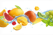 Fruits splashes realistic image