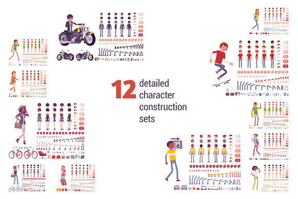 Teenager Characters Creation Kit in Illustrations - product preview 1