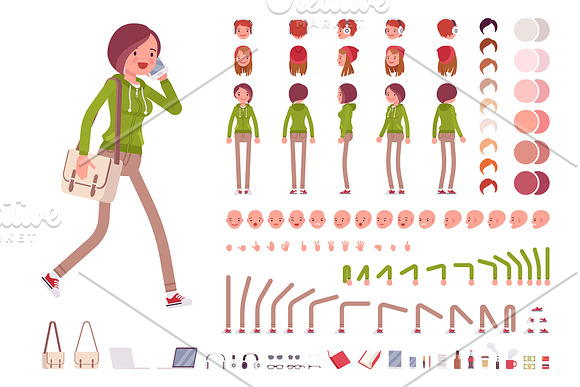 Teenager Characters Creation Kit in Illustrations - product preview 6