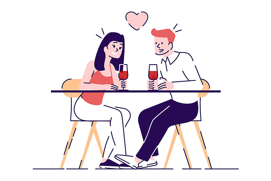 Couple dating in cafe ilustration