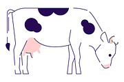 Cow side view flat illustration