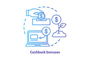 Cashback bonuses concept icon