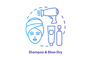 Shampoo and blow dry blue icon