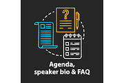 Agenda, speaker bio & FAQ chalk icon