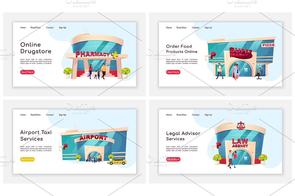 Shop front landing page set in Landing Page Templates - product preview 8