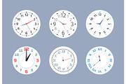 clocks. round wall watches flat
