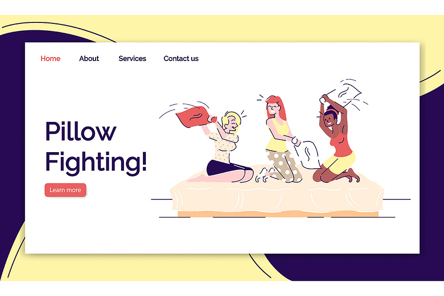 Pillow fighting landing page in Landing Page Templates - product preview 8