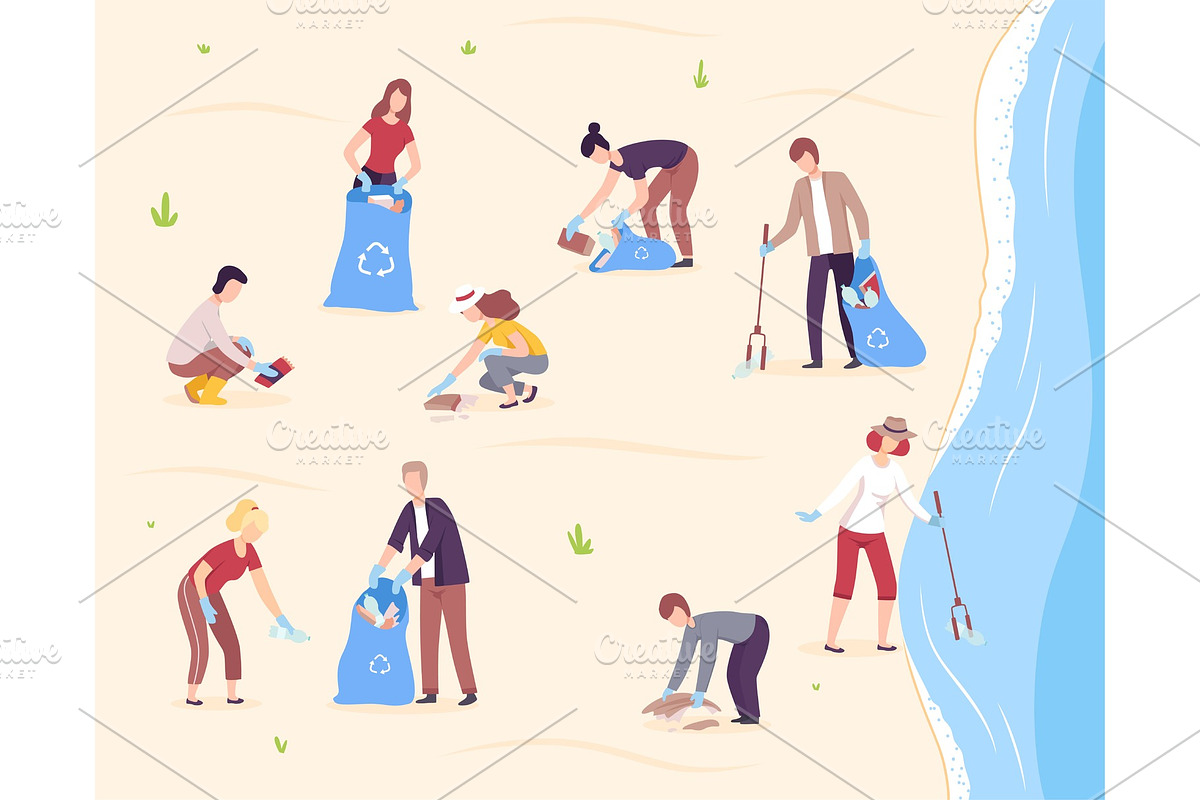 People Collecting Trash into in Illustrations - product preview 8