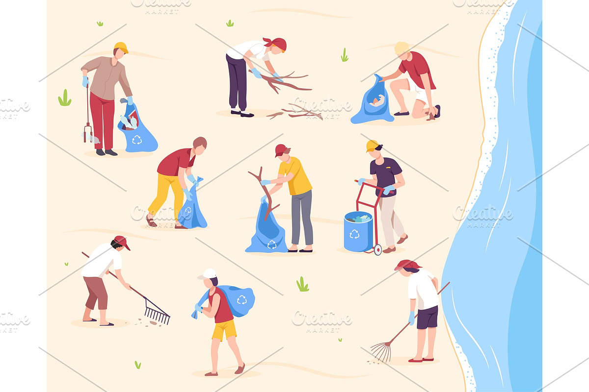 People Collecting Trash into in Illustrations - product preview 8