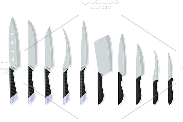 Set of butcher meat knives for