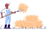 Farmer with pitchfork character