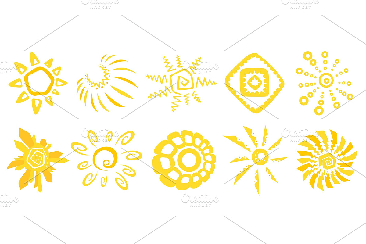 Cute funny sun icons. Bright in Illustrations - product preview 8