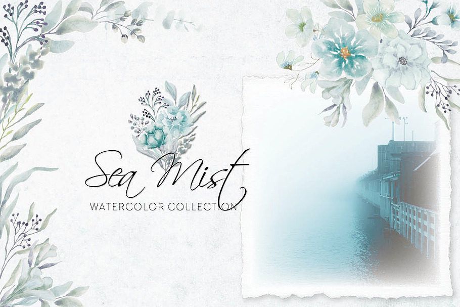 Sea Mist watercolor collection in Illustrations - product preview 8