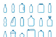 Plastic bottles in outline style