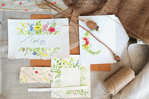 watercolor collection wildflowers in Illustrations - product preview 3
