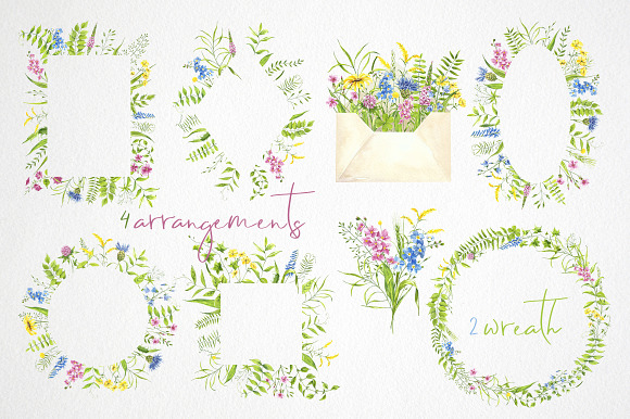 watercolor collection wildflowers in Illustrations - product preview 5