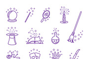 Vector magic icons in line style