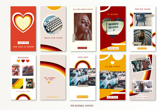 Retro 70s Instastories Template in Instagram Templates - product preview 2