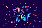 Stay Home. Banner, poster and